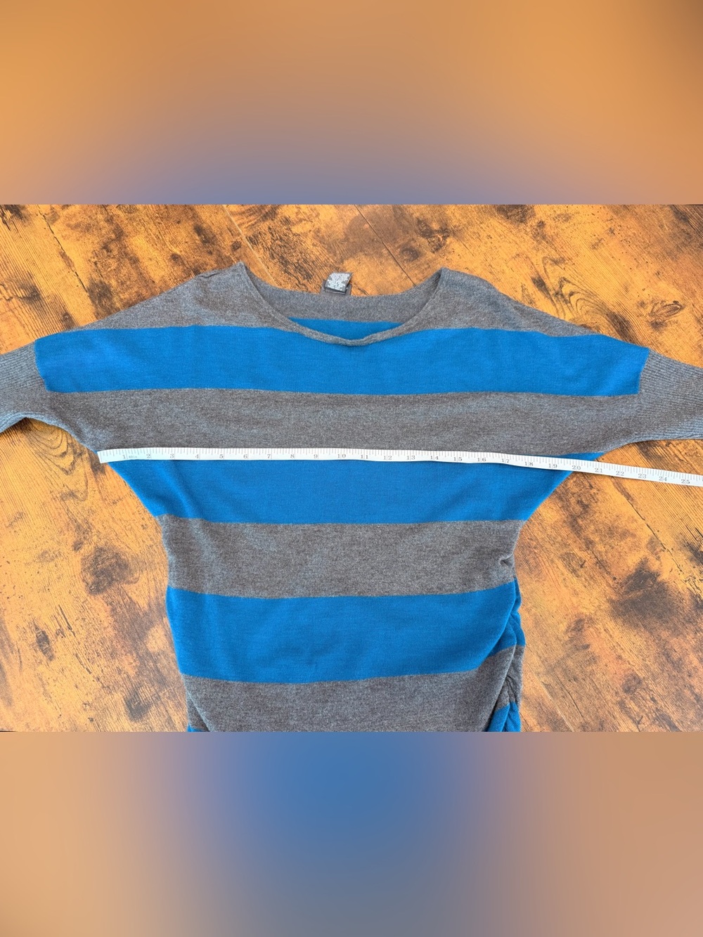 Dots Vintage Y2K Women's Medium Striped Sweater Shirt Retro Blue Gray Casual Tee - Picture 10 of 12